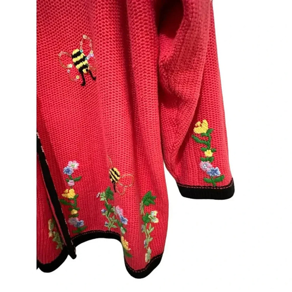 The Quacker Factory Bumble Bees Embroidered Cardigan Sweater Size 2X - Picture 5 of 6